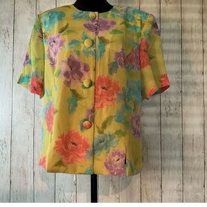 Leslie Fay Multicolor Floral Blouse